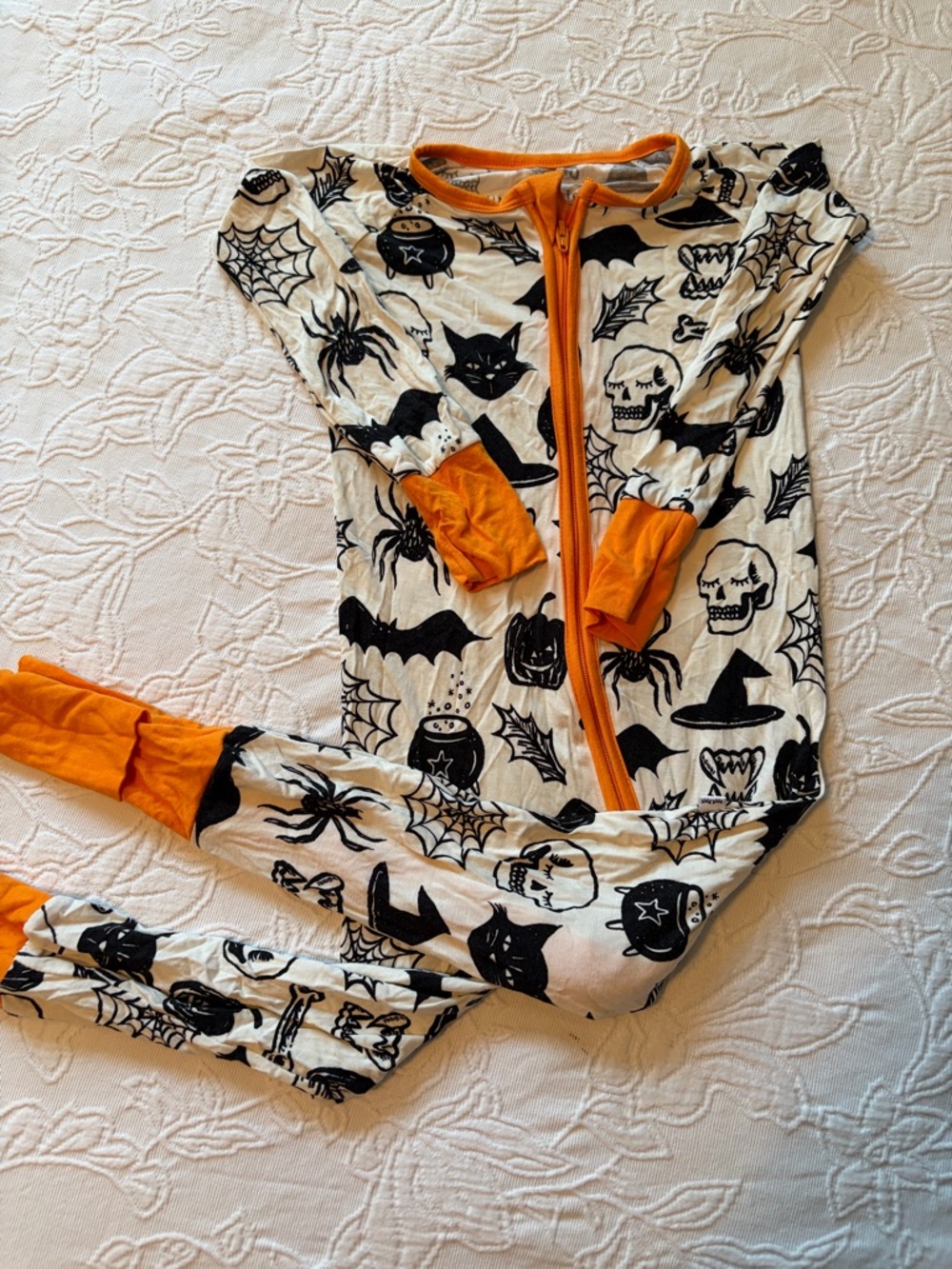 Little sleepies Halloween Print One-Piece with Orange pajamas 2T